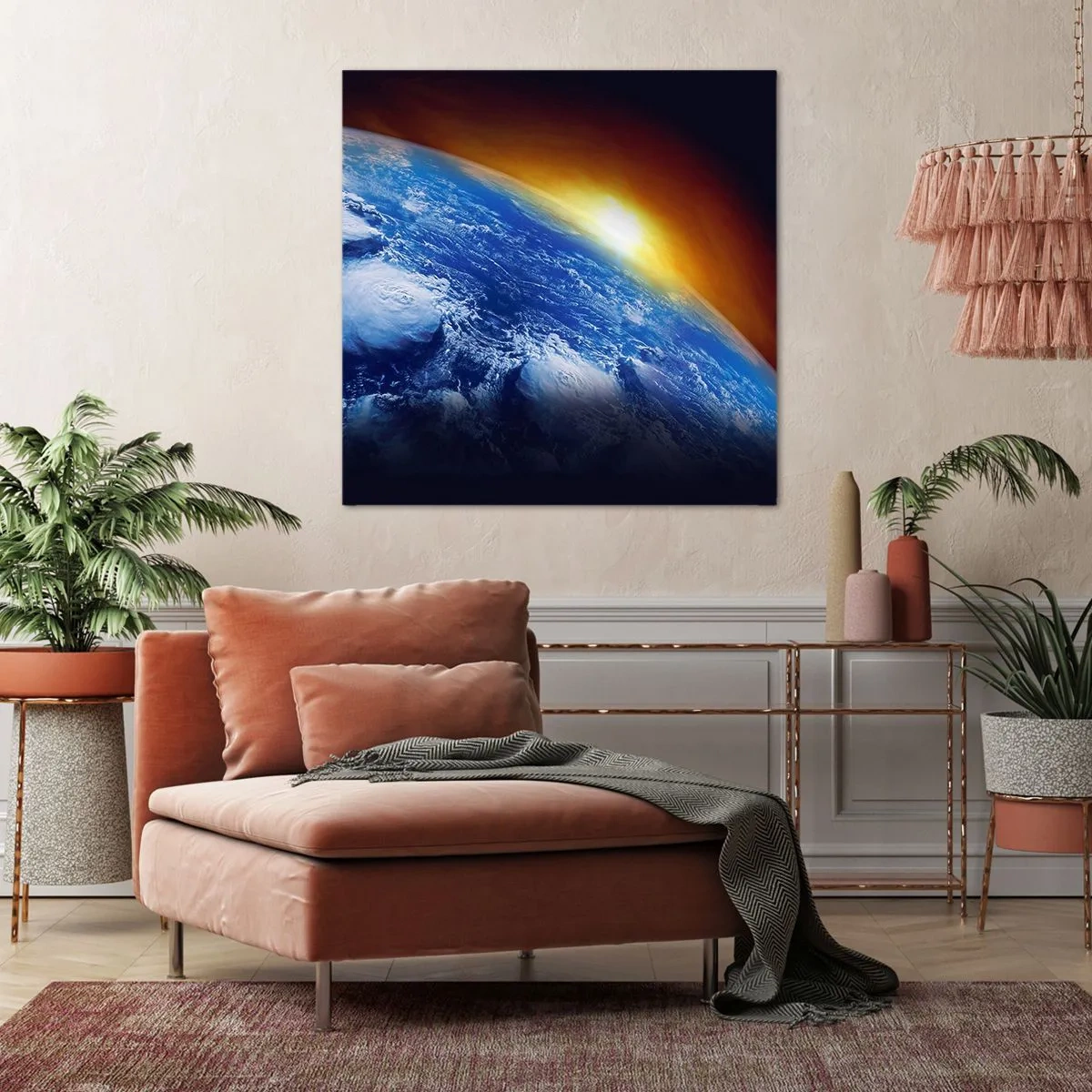 Impression sur toile - Image sur toile - Lever de soleil sur la planète bleue - 30x30 cm