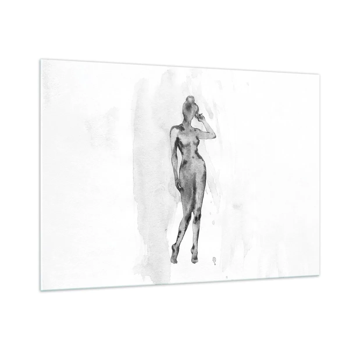 Impression sur verre - Image sur verre - Silhouette d'une femme en nuances de gris sur fond blanc - 100x70cm - Etude de l'idéal de la féminité - Décoration murale moderne pour le salon et la chambre ARTTOR