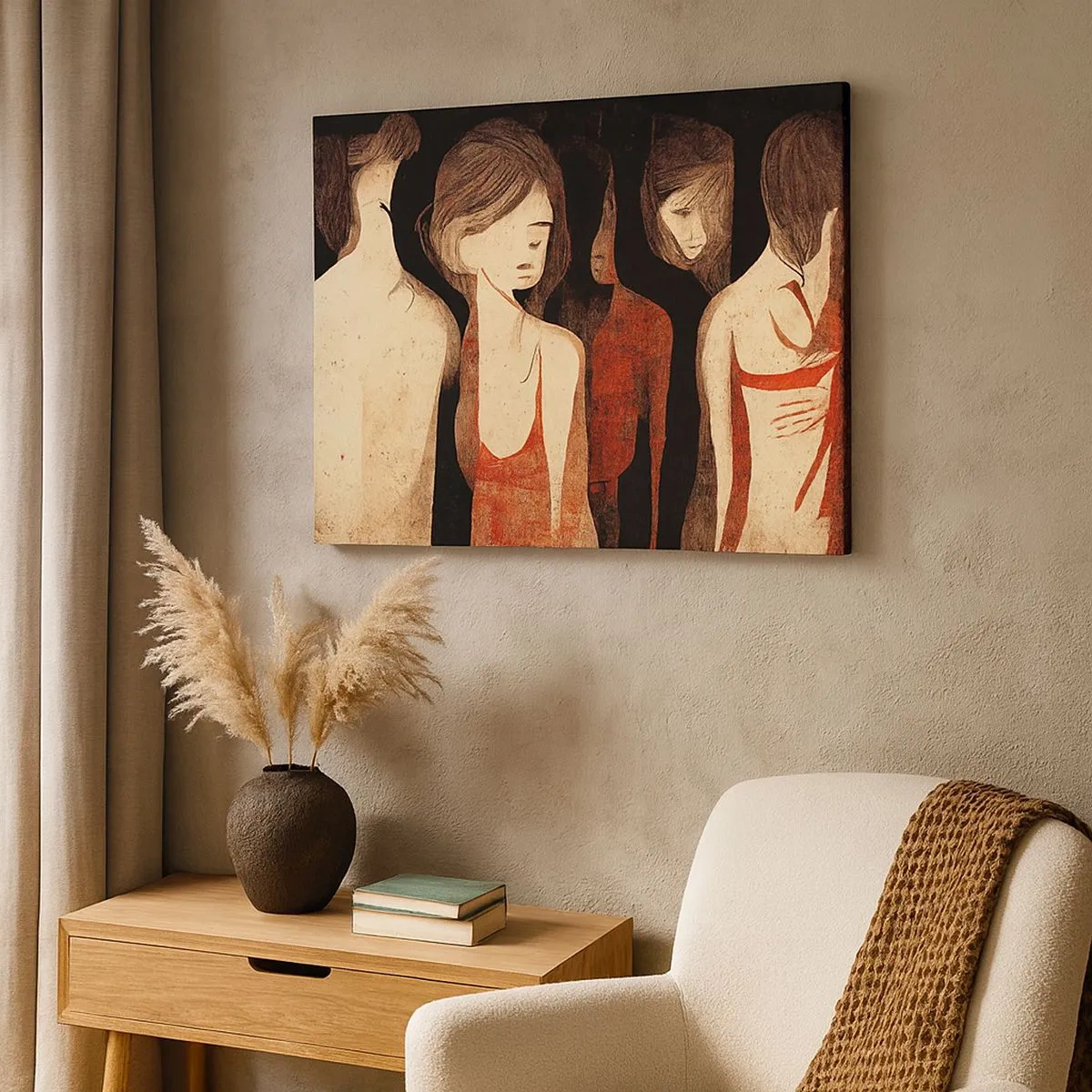Impression sur toile - Image sur toile - Figures artistiques dans une composition abstraite - 70x50cm - Madones des ténèbres - Décoration murale moderne pour le salon et la chambre ARTTOR