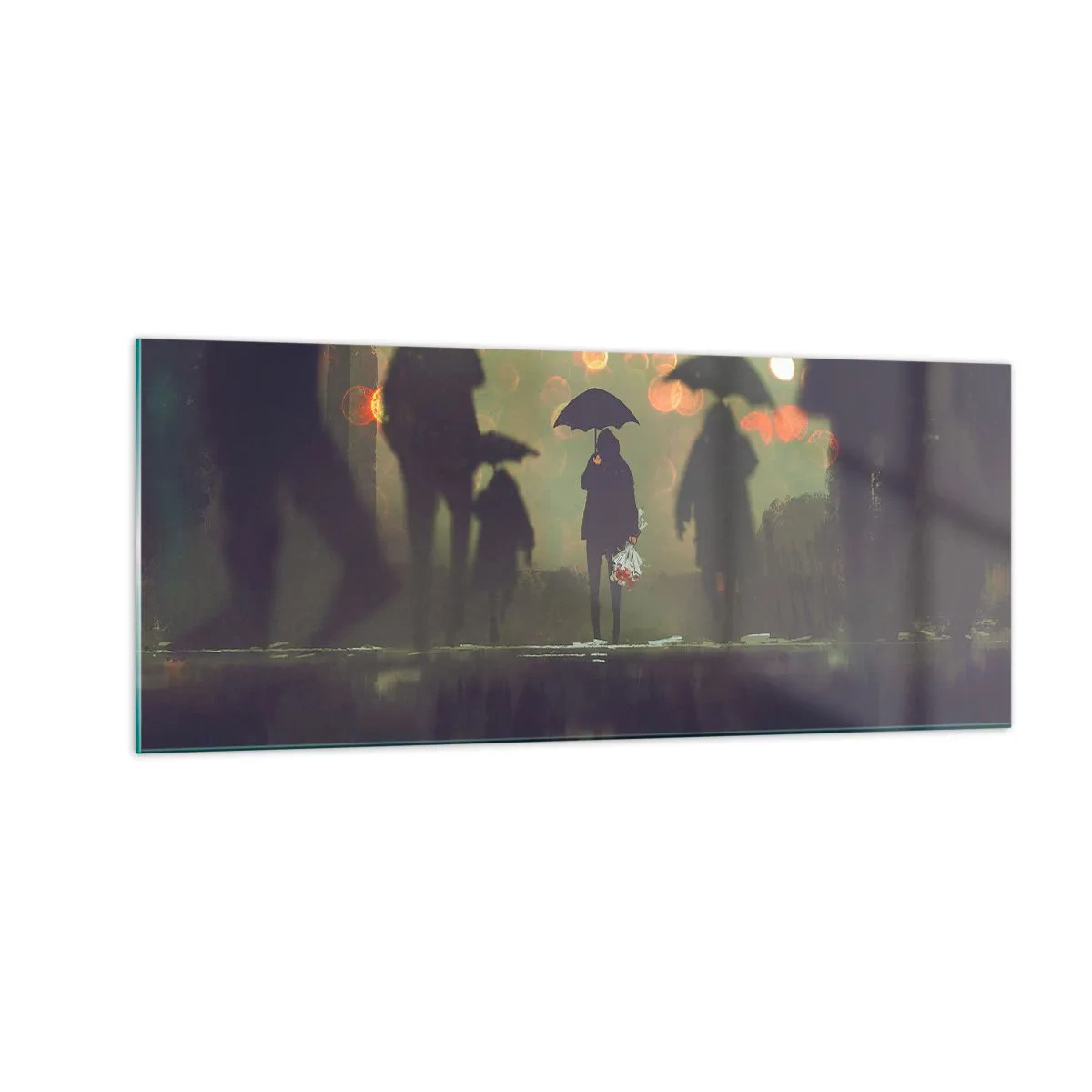 Impression sur verre - Image sur verre - Du point de vue d'une goutte de pluie - 100x40 cm