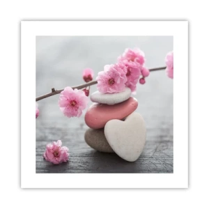 Affiche - Poster - Le bonheur avec une fleur de cerisier - 40x40 cm