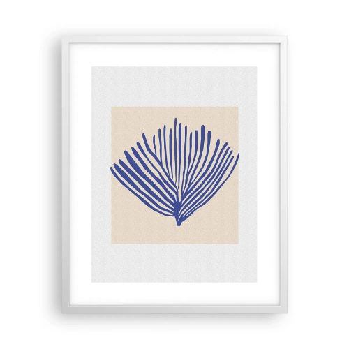 Affiche dans un cadre blanc - Poster - Éventail bleu - 40x50 cm
