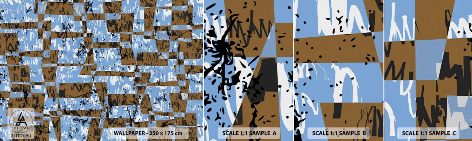 Échantillon de Papier Peint Autocollant Deluxe Sticker - Une découpe non humaine - Abstraction, Morceau, Modèle moderne - 100x30 cm