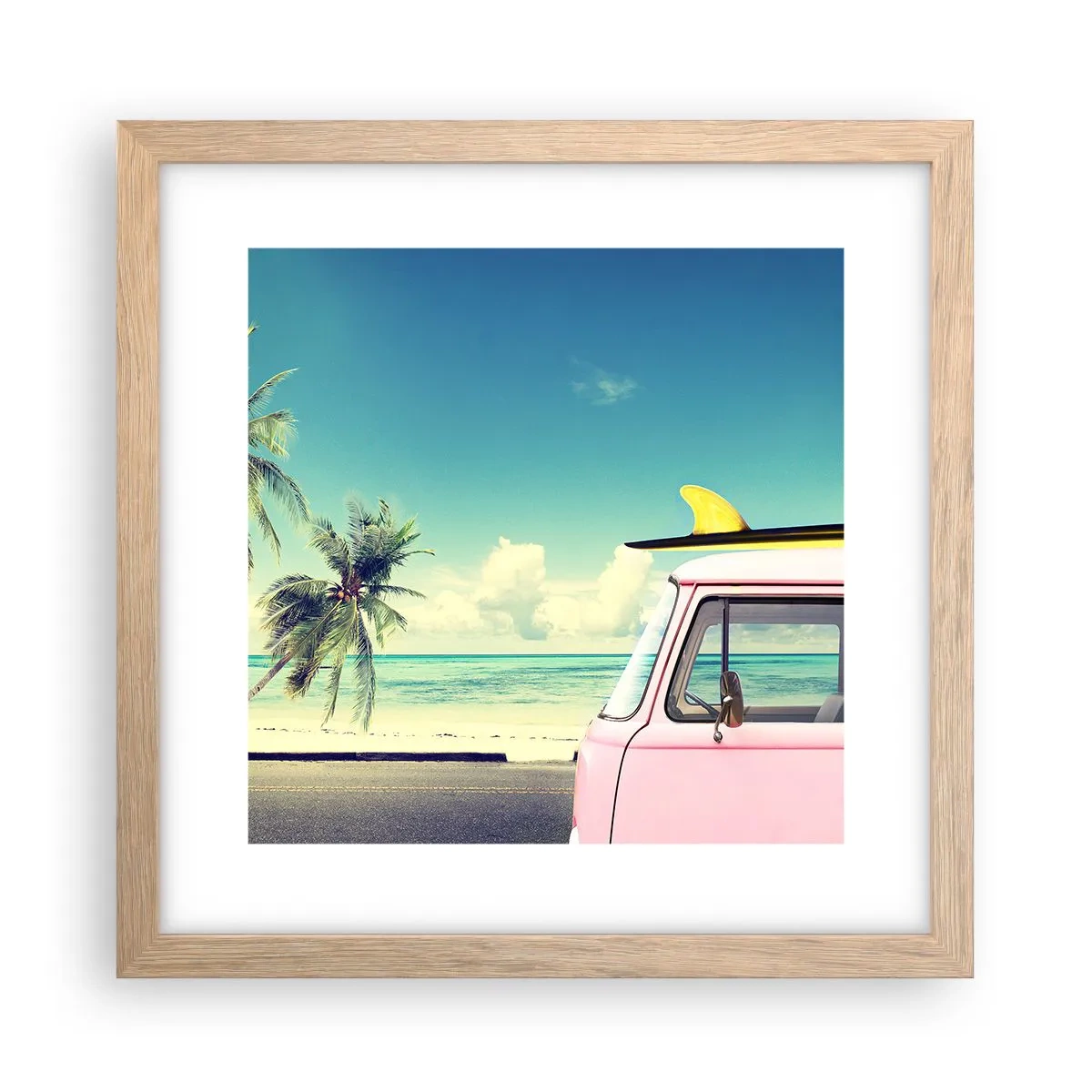 Affiche dans un chêne clair - Poster - Il est temps de commencer les vacances - 30x30 cm
