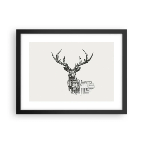 Affiche dans un cadre noir - Poster - Cerf dans un style cubique - 40x30 cm