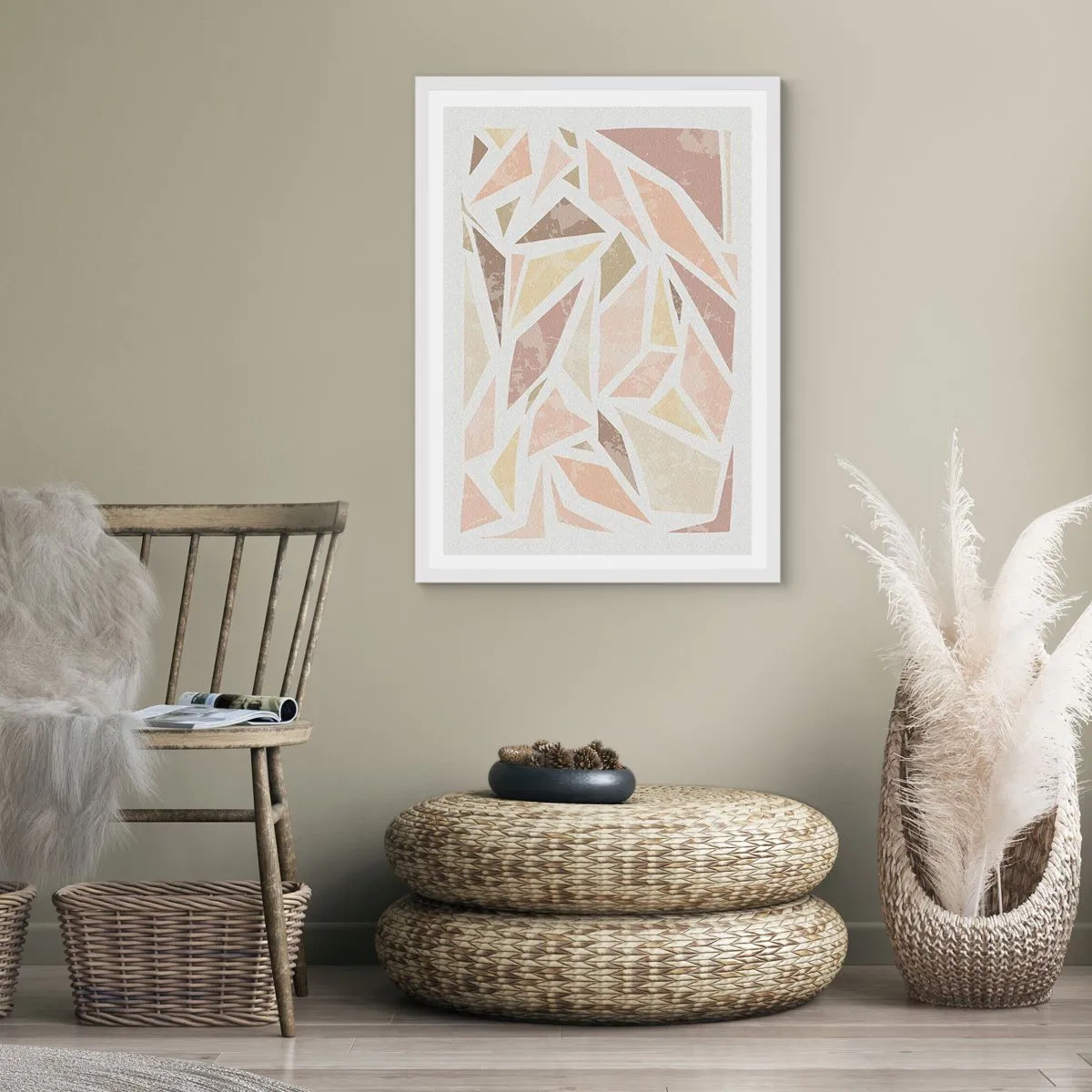 Affiche dans un cadre blanc - Poster - Composition de vitraux - 40x50 cm