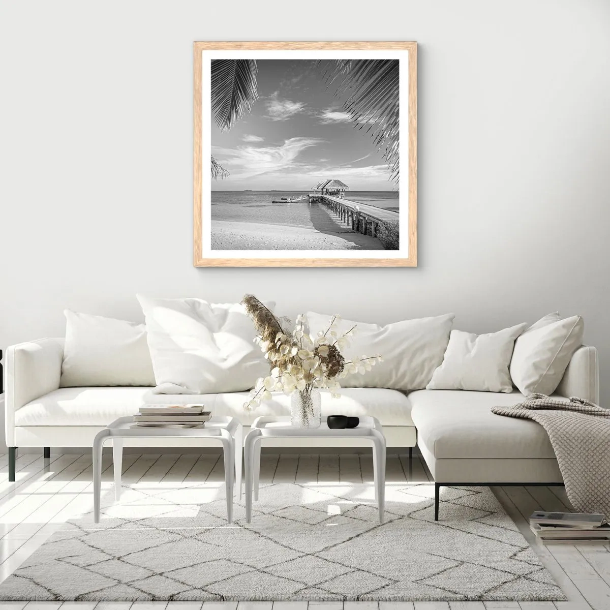 Affiche dans un chêne clair - Poster - Souvenirs ou rêve? - 60x60 cm
