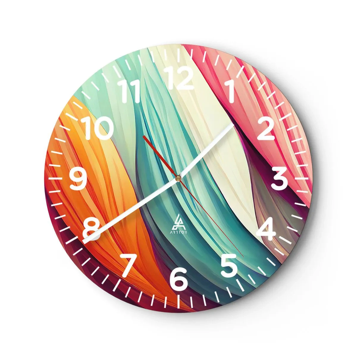 Horloge murale - Pendule murale - Tissage arc-en-ciel - 30x30 cm