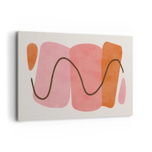 Impression sur toile - Image sur toile - Formes abstraites dans des tons roses et oranges - 120x80cm - mouvement doux des formes - Décoration murale moderne pour le salon et la chambre ARTTOR