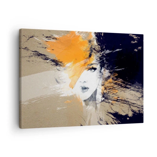 Impression sur toile - Image sur toile - Portrait abstrait d'une femme aux couleurs intenses - 70x50cm - Et la lumière fut - Décoration murale moderne pour le salon et la chambre ARTTOR
