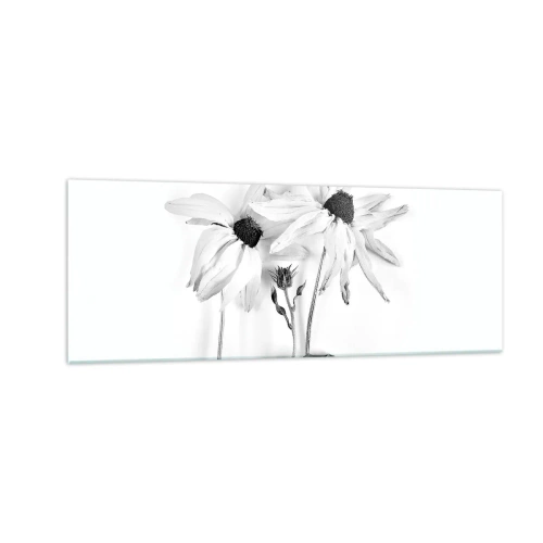 Impression sur verre - Image sur verre - Fleurs noires et blanches avec une composition subtile - 140x50cm - Personne ne souhaite être seul - Décoration murale moderne pour le salon et la chambre ARTTOR