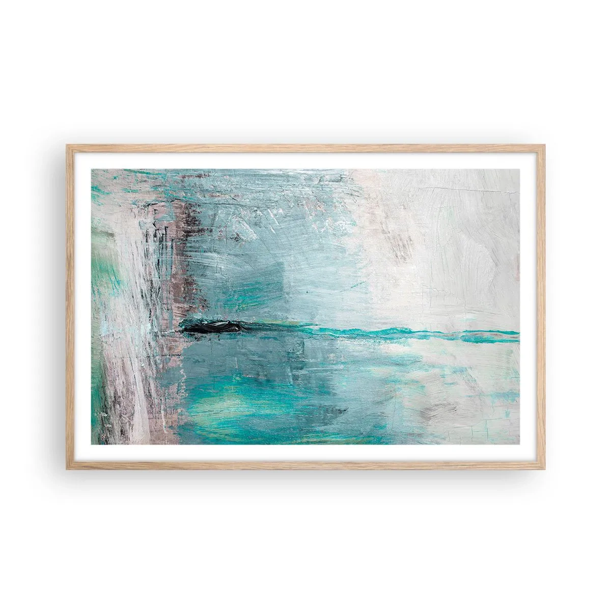 Affiche dans un chêne clair - Poster - Horizontalement en bleu - 91x61 cm