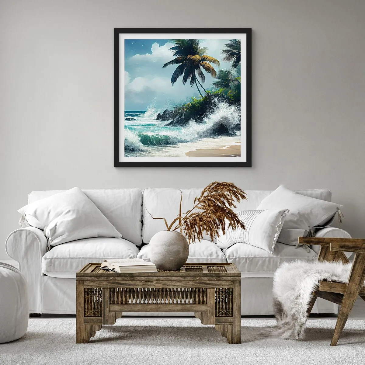 Affiche dans un cadre noir - Poster - Sur une côte tropicale - 40x40 cm