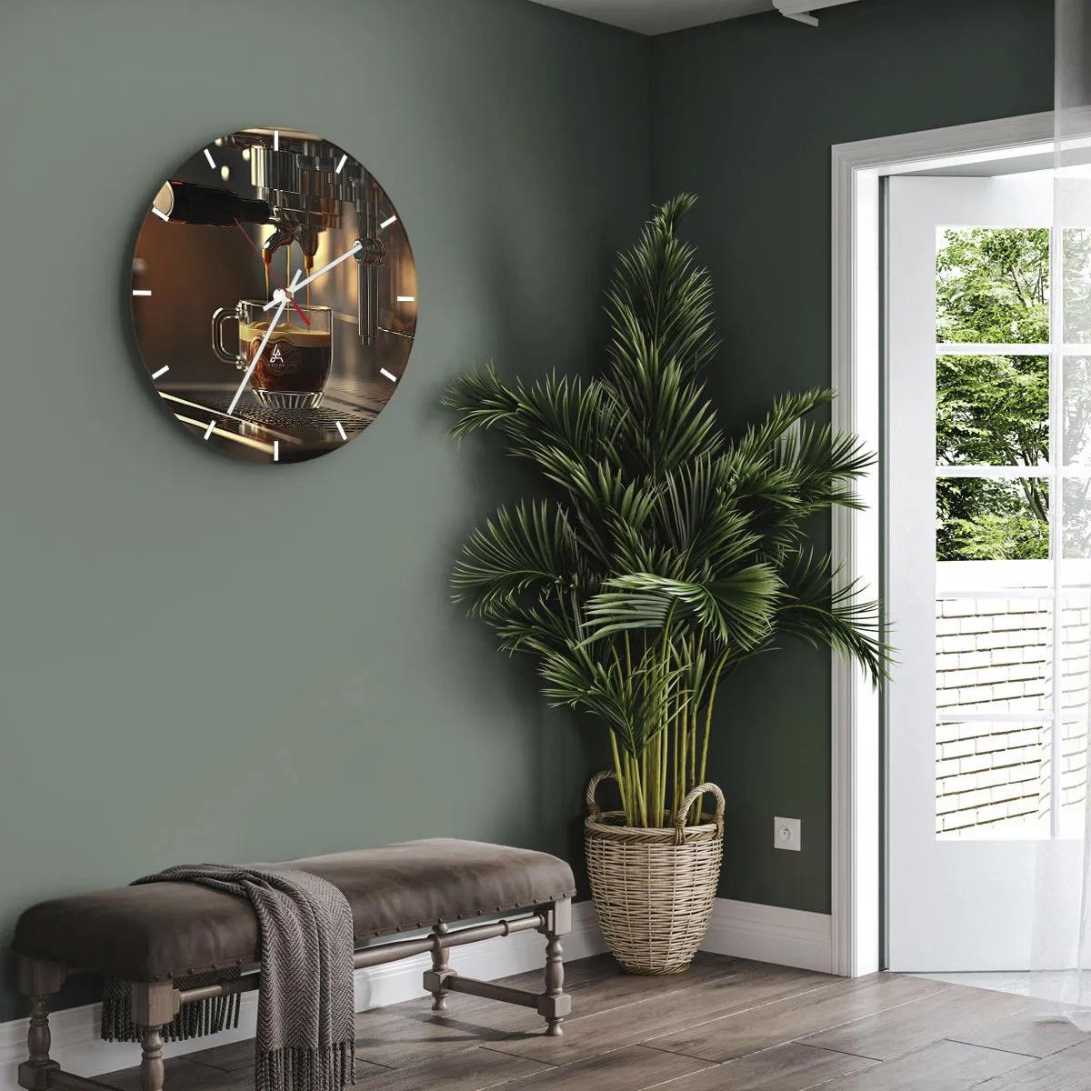 Horloge murale - Pendule murale - Une machine à café versant de l'espresso dans un verre - 30x30cm - Un mélange sensuel - Décoration murale moderne pour le salon, la cuisine et la chambre ARTTOR