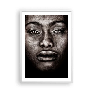 Affiche dans un cadre blanc - Poster - Une larme - 50x70 cm