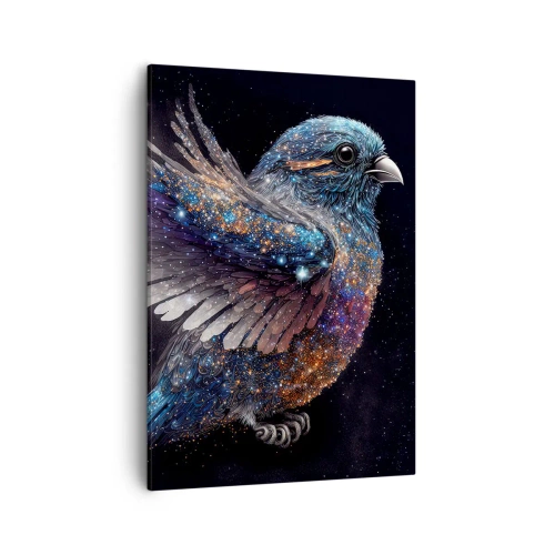 Impression sur toile - Image sur toile - Un moineau de style spatial avec un éclat de diamant - 50x70cm - Moineau de diamant - Décoration murale moderne pour le salon et la chambre ARTTOR