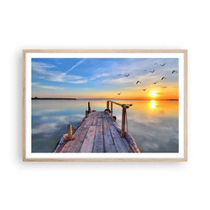 Affiche dans un chêne clair - Poster - Marcher droit vers le soleil - 91x61 cm