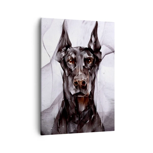 Impression sur toile - Image sur toile - Portrait abstrait d'un chien dans une démarche artistique - 50x70cm - Né noble - Décoration murale moderne pour le salon et la chambre ARTTOR