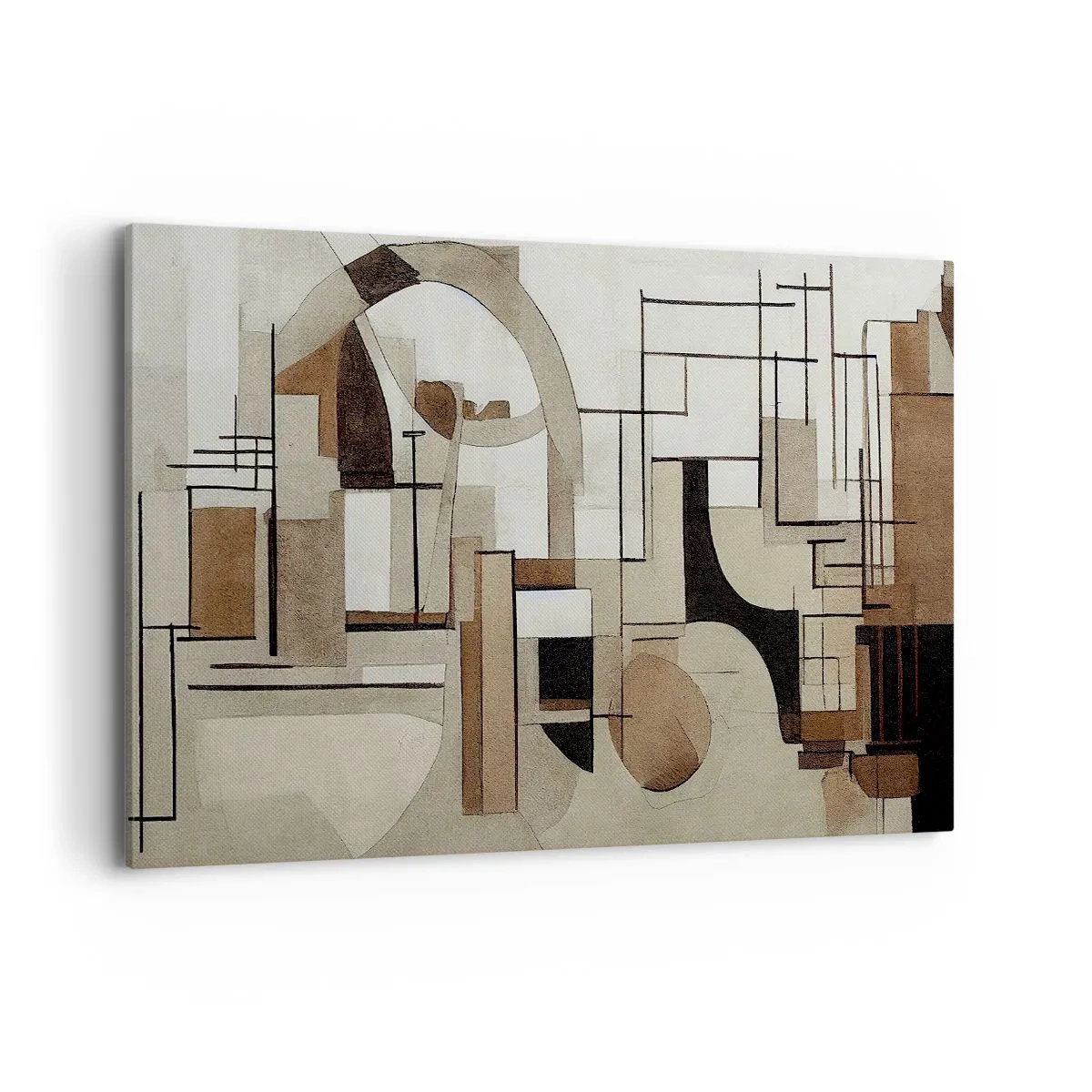 Impression sur toile - Image sur toile - Abstraction architecturale en beige et marron - 120x80cm - Paysage urbain 2.0 - Décoration murale moderne pour le salon et la chambre ARTTOR
