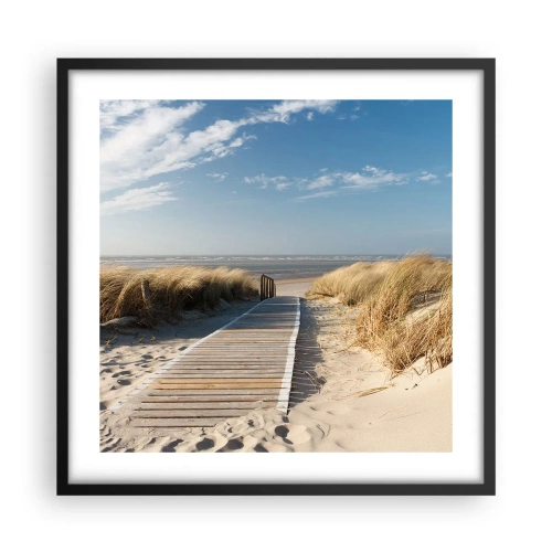 Affiche dans un cadre noir - Poster - Derrière la dune, dans le bruissement de l'herbe - 50x50 cm