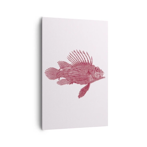 Impression sur toile - Image sur toile - Dessin d'un poisson dans une teinte rouge - 80x120cm - Un habitant des eaux exotiques - Décoration murale moderne pour le salon et la chambre ARTTOR