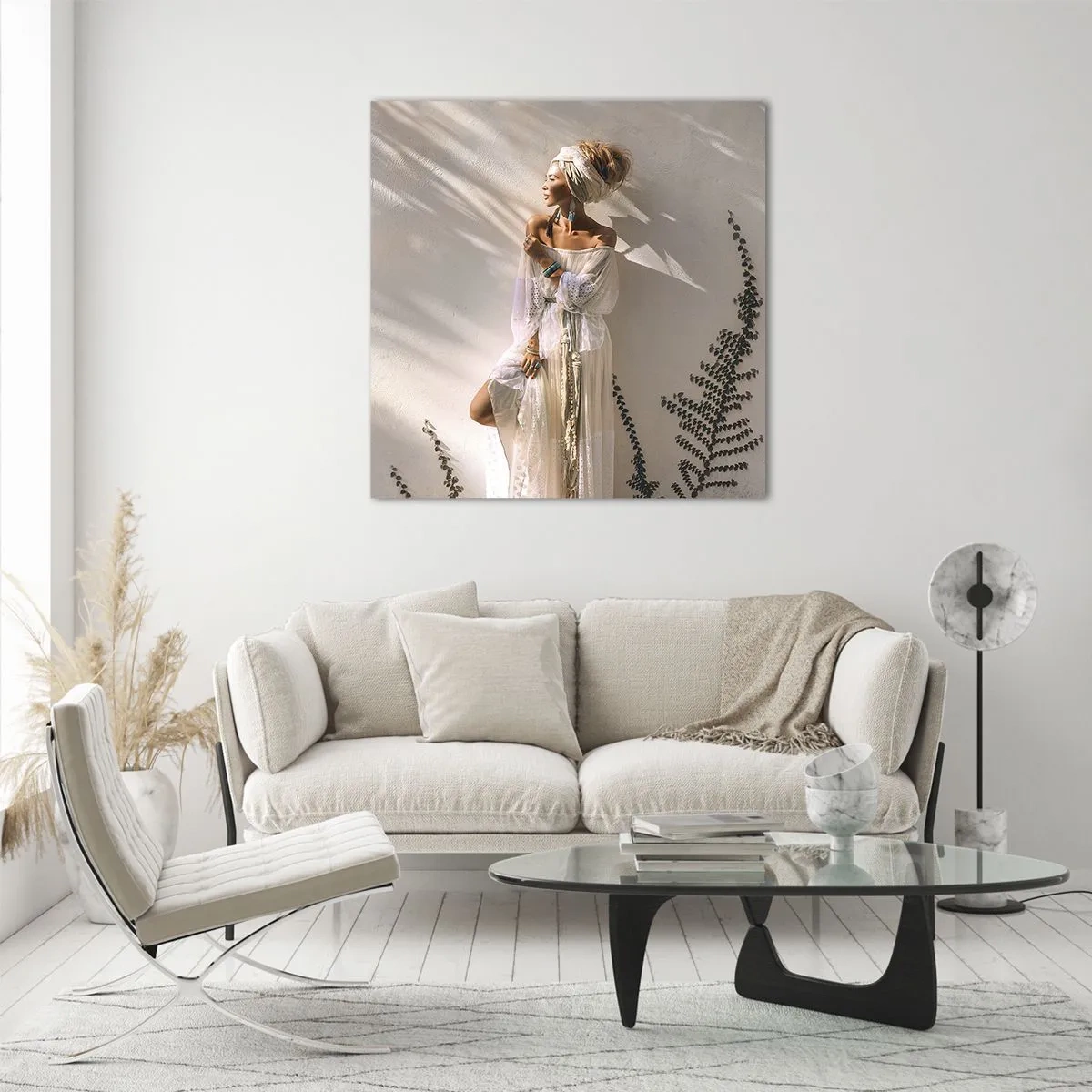 Impression sur verre - Image sur verre - Le soleil et la fille - 60x60 cm