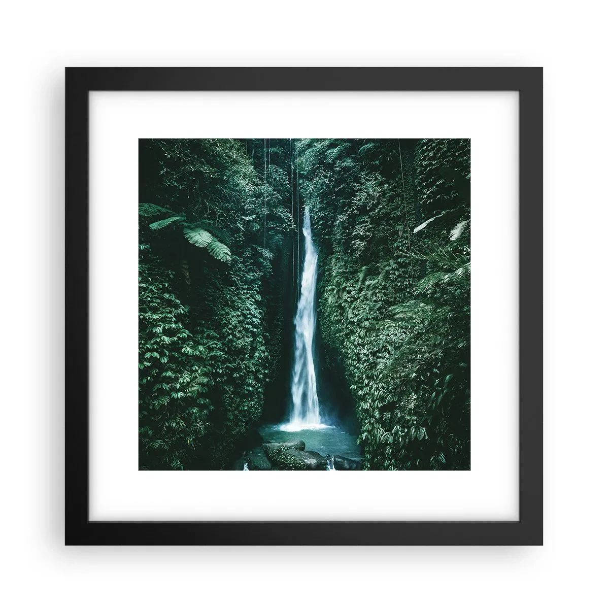 Affiche dans un cadre noir - Poster - Fontaine tropicale - 30x30 cm