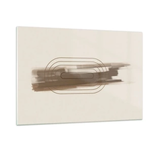 Impression sur verre - Image sur verre - Abstraction dans les tons de marron avec un motif minimaliste - 120x80cm - Parfum de gris - Décoration murale moderne pour le salon et la chambre ARTTOR