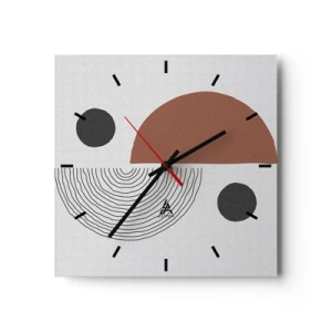 Horloge murale - Pendule murale - Formes géométriques dans les tons de marron et de noir - 30x30cm - Perfection de la roue - Décoration murale moderne pour le salon et la chambre ARTTOR