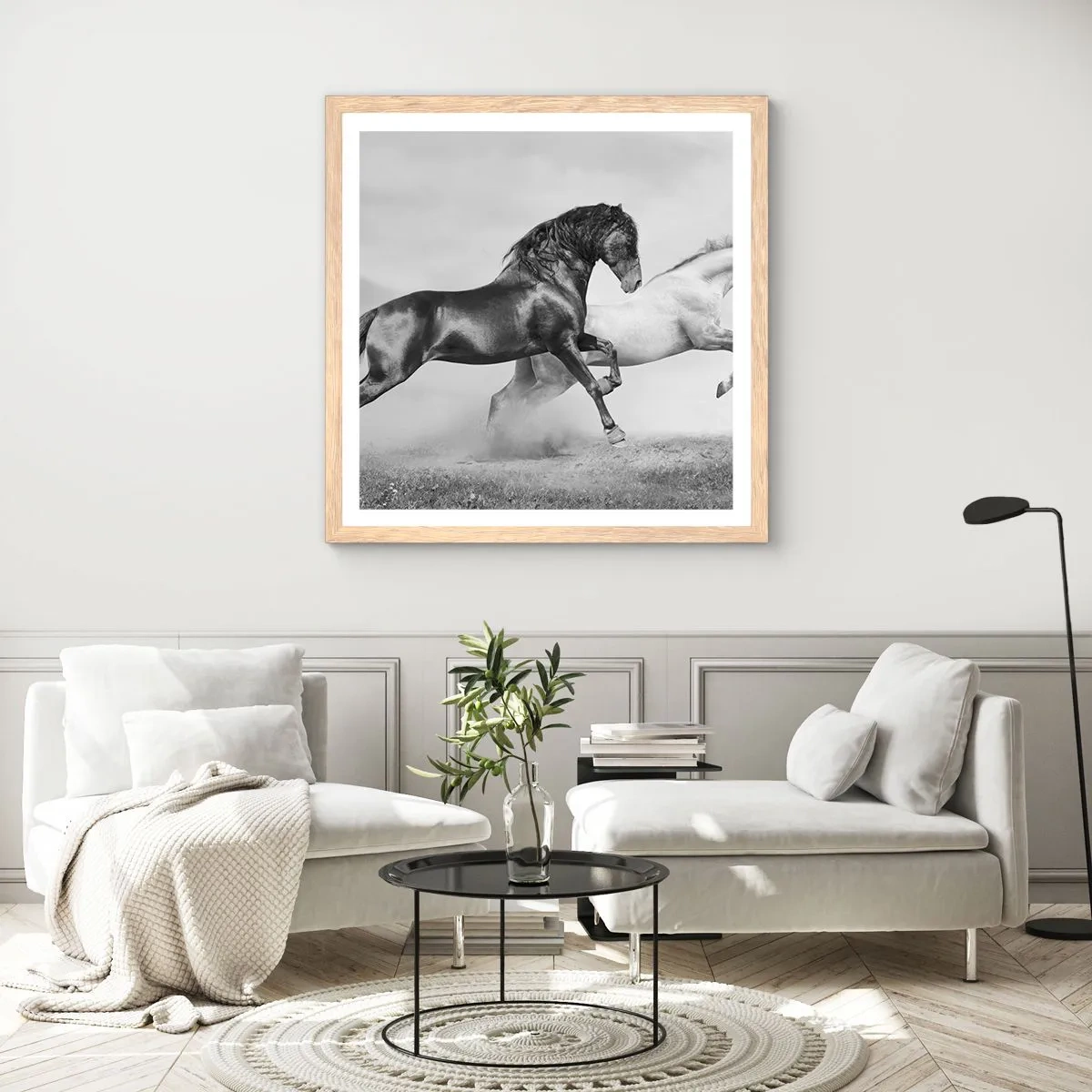 Affiche dans un chêne clair - Poster - Anges et démons - 60x60 cm