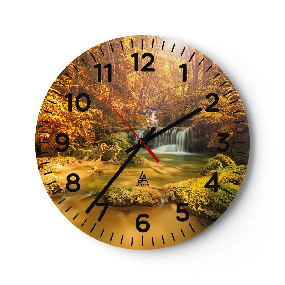 Horloge murale - Pendule murale - Cascade de forêt en or - 30x30 cm