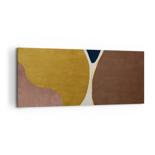 Impression sur toile - Image sur toile - Une composition abstraite avec des formes géométriques aux couleurs chaudes. - 120x50cm - L'abstraction – une place dans l'espace - Décoration murale moderne pour le salon et la chambre ARTTOR