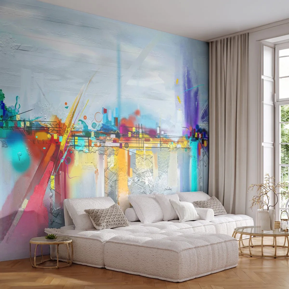 Papier Peint Photo Standard Eco - Pont de joie sur le fleuve de la vie - Abstraction, Morceau, Surréalisme - 400x280 cm