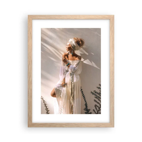 Affiche dans un chêne clair - Poster - Le soleil et la fille - 30x40 cm