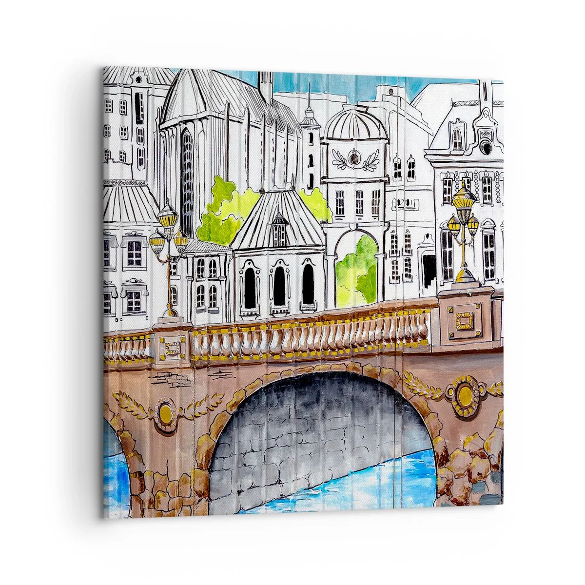 Impression sur toile - Image sur toile - Une ville comme peinte - 50x50 cm