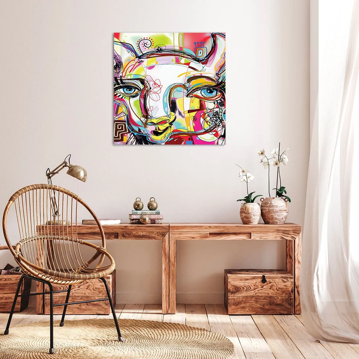 Impression sur toile - Image sur toile - La richesse de l'Art du chat - 50x50 cm