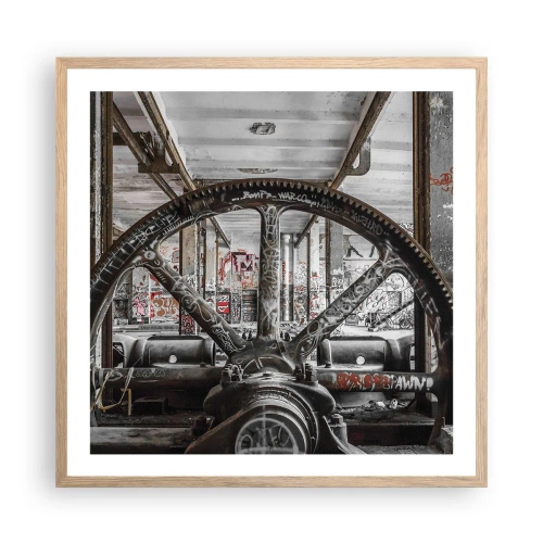 Affiche dans un chêne clair - Poster - Vie secrète d'une usine - 60x60 cm