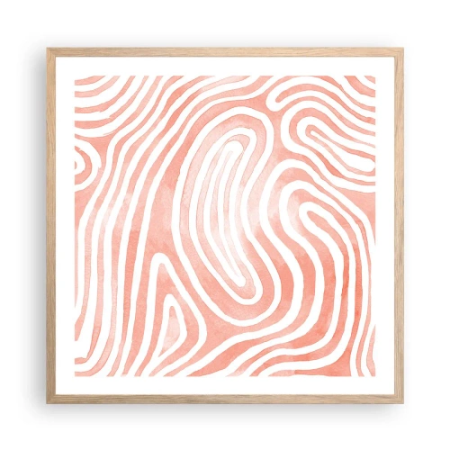 Affiche dans un chêne clair - Poster - Dans le labyrinthe de corail - 60x60 cm
