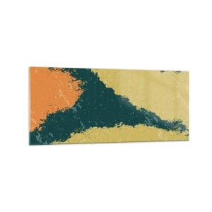 Impression sur verre - Image sur verre - Taches abstraites aux couleurs terreuses et vertes - 120x50cm - Abstraction – mouvement lent - Décoration murale moderne pour le salon et la chambre ARTTOR