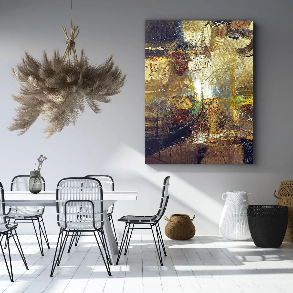 Impression sur toile - Image sur toile - Nature morte abstraite aux couleurs chaudes - 50x70cm - Froid, tiède, chaud - Décoration murale moderne pour le salon et la chambre ARTTOR