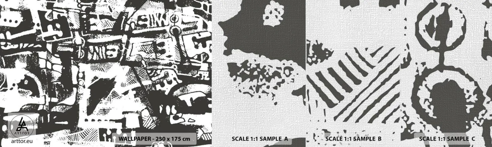 Échantillon de Papier Peint Premium Canvas - Ordre ou chaos? - Abstraction, Graphique, Morceau - 100x30 cm