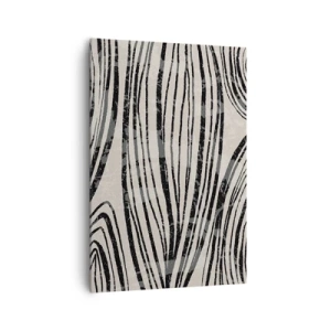 Impression sur toile - Image sur toile - Vagues abstraites dans des tons noirs et blancs - 70x100cm - Ligne de marécage - Décoration murale moderne pour le salon et la chambre ARTTOR