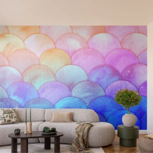 Papier peint sur mesure Autocollant Deluxe - Écailles de perles - Pastel, Bulles, Balance
