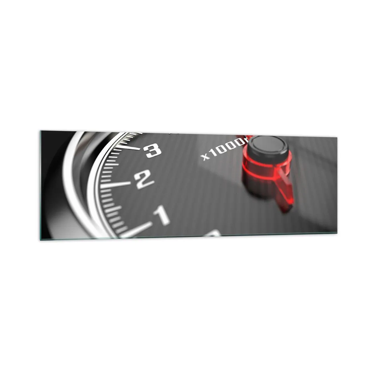 Impression sur verre - Image sur verre - Gros plan du tachymètre avec l'aiguille rouge - 160x50cm - Faites le plein - Décoration murale moderne pour le salon et la chambre ARTTOR