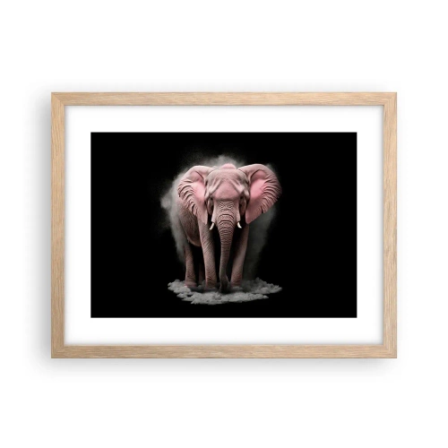 Affiche dans un chêne clair - Poster - Ne pensez pas à un éléphant rose ! - 40x30 cm