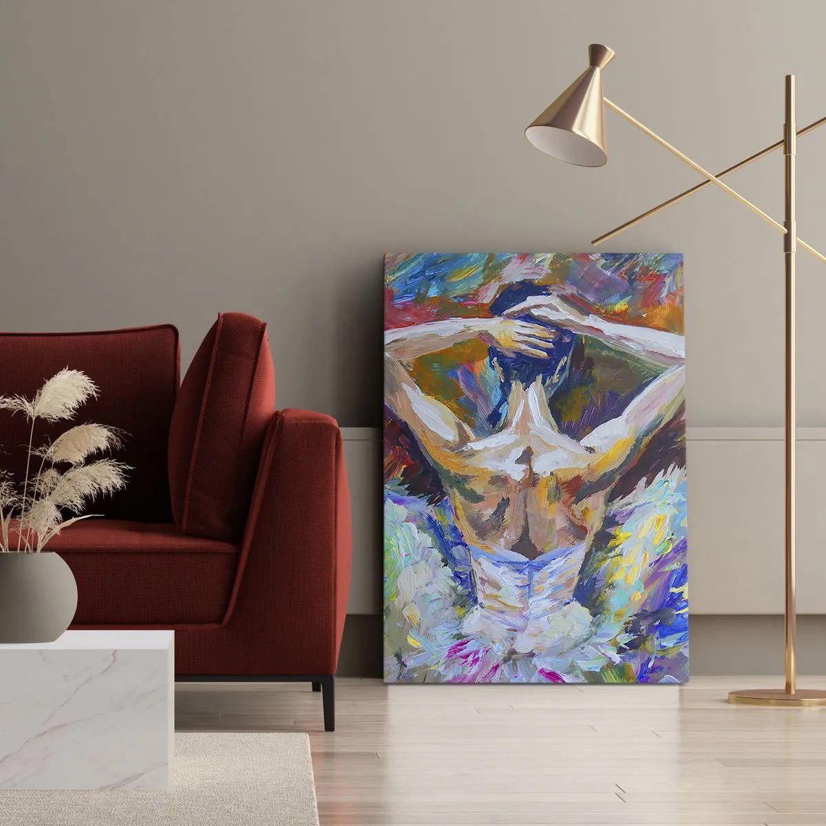 Impression sur toile - Image sur toile - Une ballerine aux couleurs dynamiques et à l'expression picturale - 50x70cm - Il se peut que ce soit tout - Décoration murale moderne pour le salon et la chambre ARTTOR