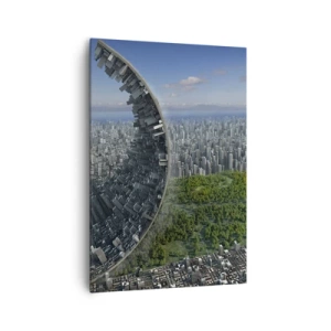 Impression sur toile - Image sur toile - Une ville dynamique avec une touche surréaliste - 70x100cm - La nature est éternelle - Décoration murale moderne pour le salon et la chambre ARTTOR