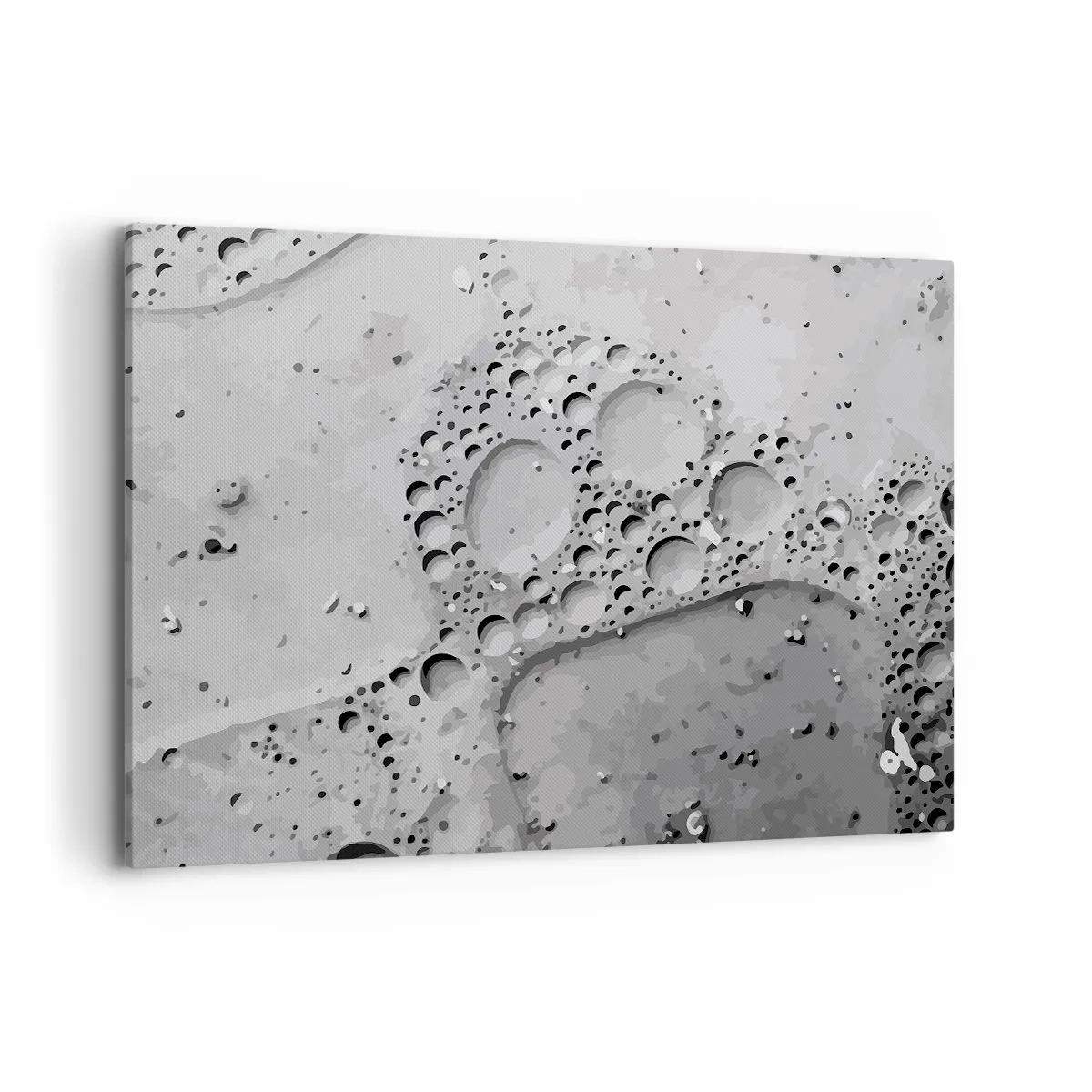 Impression sur toile - Image sur toile - Motif à bulles noir et blanc dans un style minimaliste - 100x70cm - Sentier de mousse - Décoration murale moderne pour le salon et la chambre ARTTOR