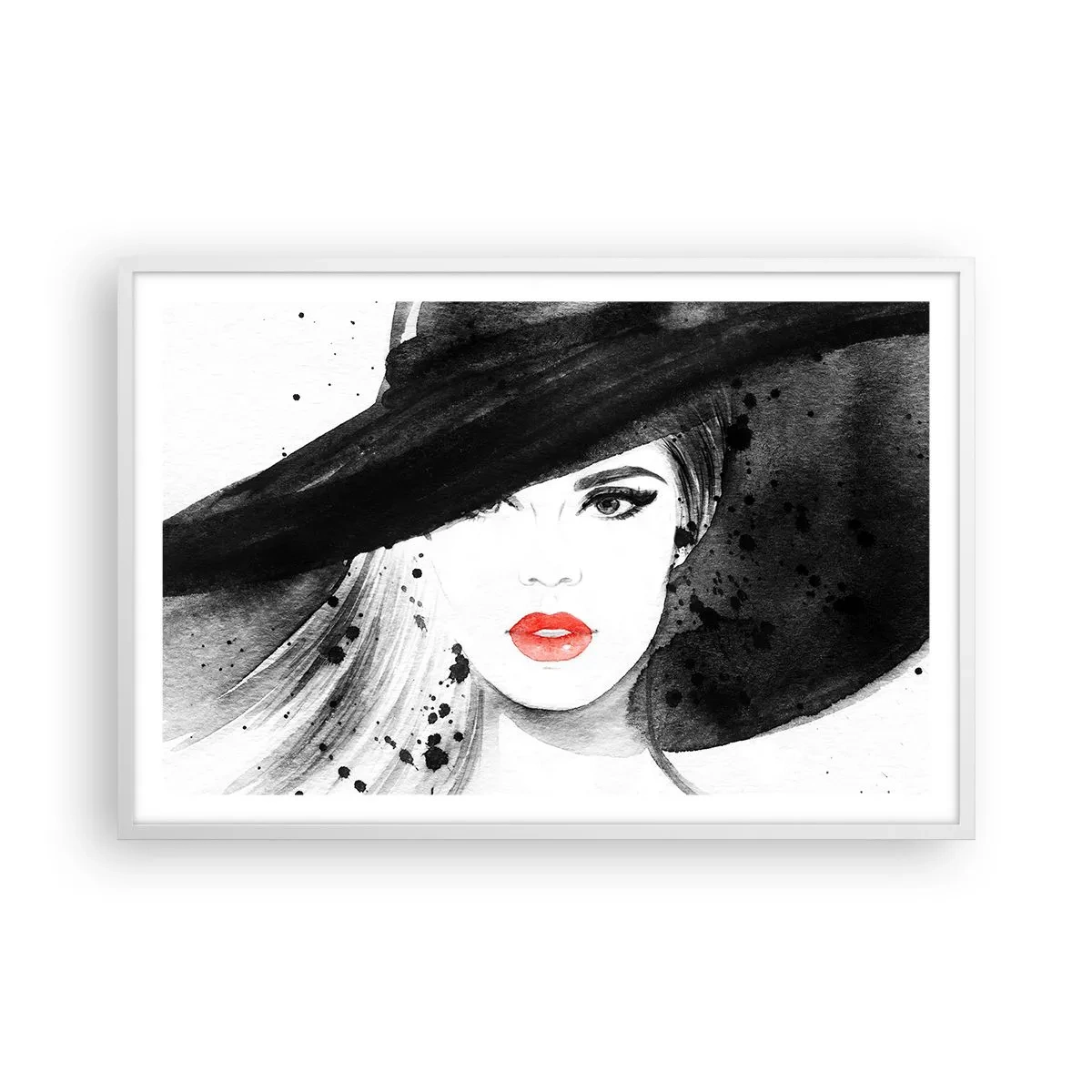 Affiche dans un cadre blanc - Poster - Dame en noir - 91x61 cm