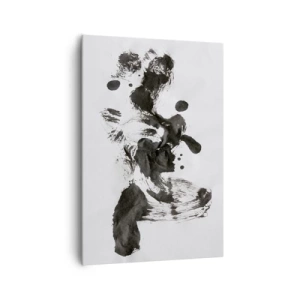 Impression sur toile - Image sur toile - Composition abstraite de taches noires sur fond blanc - 70x100cm - De la méthode dans la folie ? - Décoration murale moderne pour le salon et la chambre ARTTOR